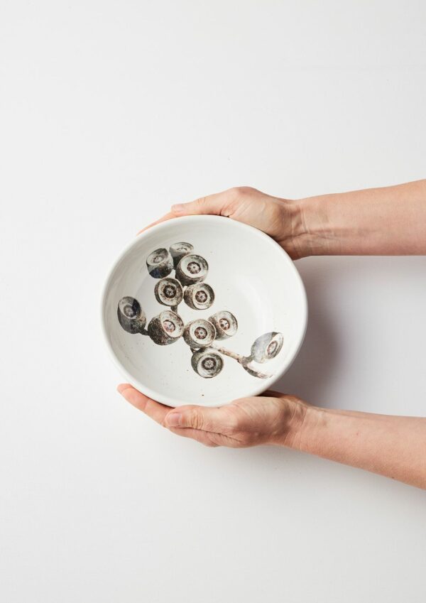 Macro Botanics ceramic bowl and vase set with Gum Nut Star pattern by Angus & Celeste.