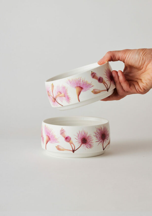 Bowl Set with Fairy Floss Eucalyptus – high-fired porcelain bowls.