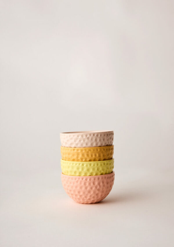 Angus & Celeste Pastel Pop Bowl Set – Cantaloupe Mix petite size, four pastel-coloured bowls.
