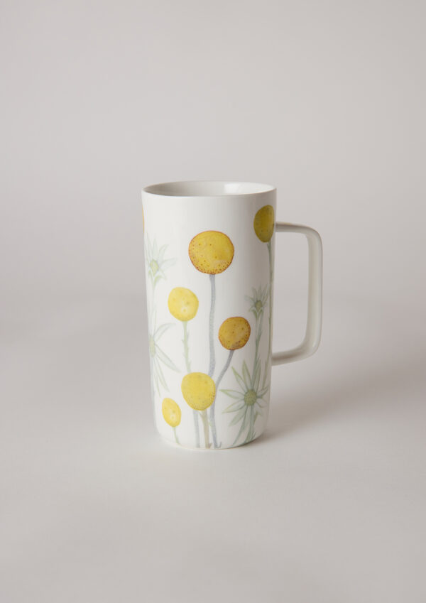 Angus & Celeste Tall Tea Mug – 450 ml conical ceramic mug in billy buttons