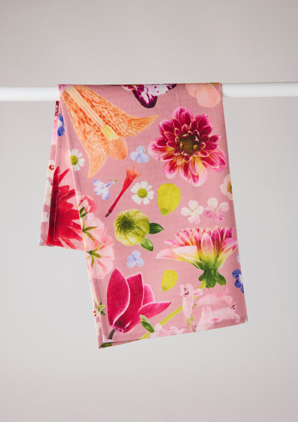 Angus & Celeste linen tea towels with Spring Flower Bomb print