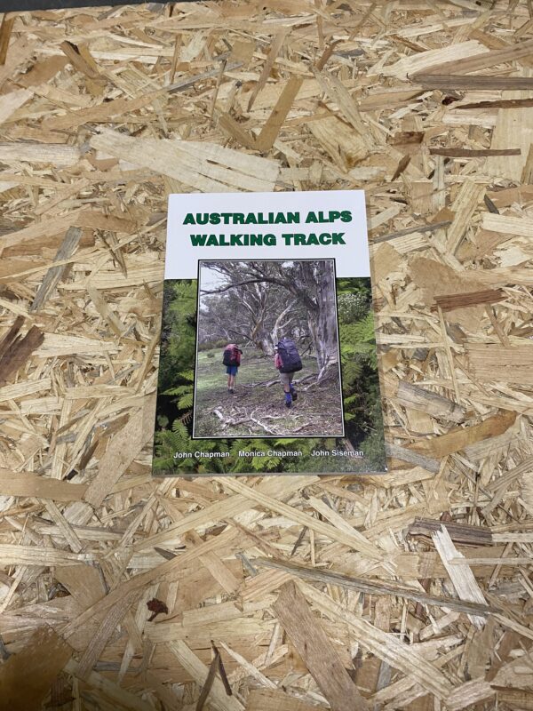 Cover of the Australian Alps Walking Track guidebook, featuring a panoramic view of the alpine landscape traversed by the trail
