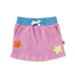 Halcyon Nights Giddy Up Terry Skirt—kids’ cotton skirt with elastic waistband and boucle horse applique, perfect for layering in winter