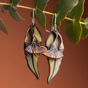 Gum Leaf & Blossom Earrings - Double Dangles