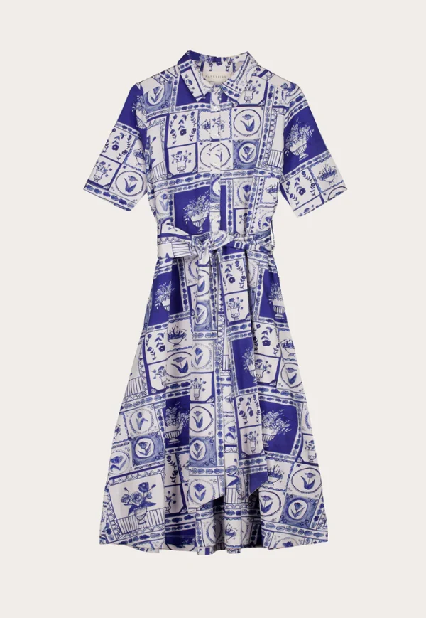 Vera Short Sleeve Dress - Lyon Tile