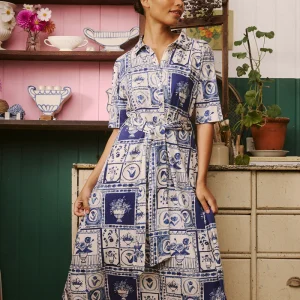 Vera Short Sleeve Dress - Lyon Tile