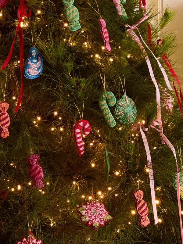 Candy Cane Beaded Christmas Decoration