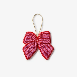 Bow Pink Beaded Christmas Decoration