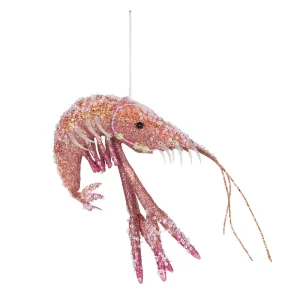 Florabelle Lester Glitter Prawn Ornament – glitter-finished prawn decoration in assorted colours