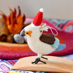 Tara Treasures Felt Australian Kookaburra Christmas Ornament – handcrafted wool felt kookaburra with hanging ribbon loop