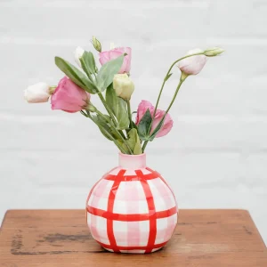 Bud Vase Round - Gingham