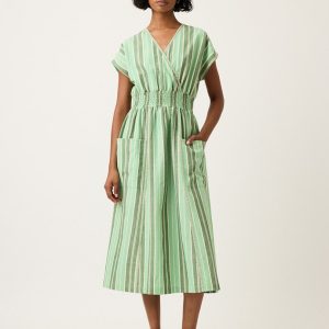 Hana Wrap Dress - Green Stripe