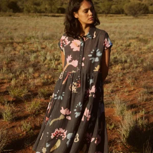 Maja Dress - Watercolour Charcoal