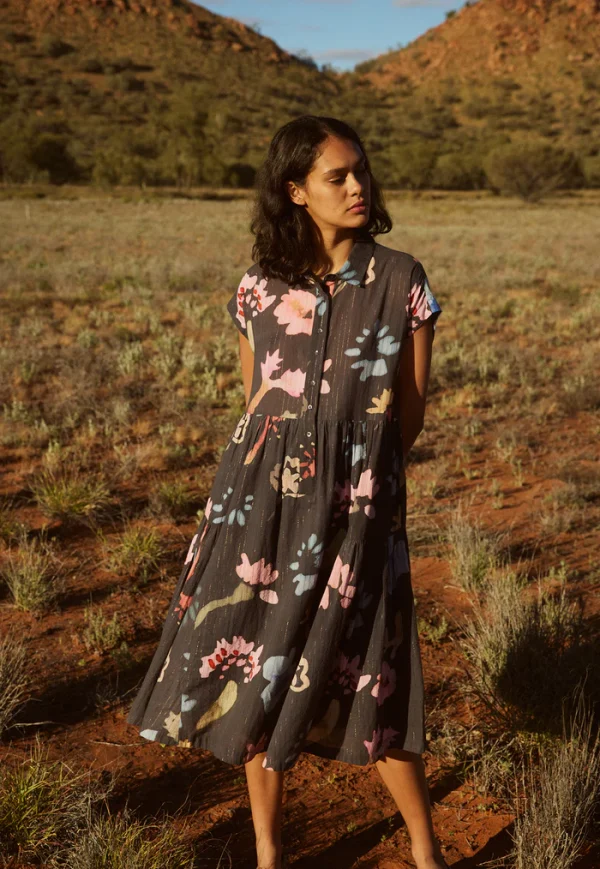Maja Dress - Watercolour Charcoal