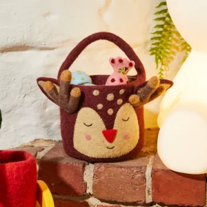 Sage & Clare Romalda Felt Basket – felted wool basket in natural tones, sturdy handles, Christmas morning size