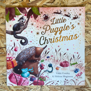 Little Puggle’s Christmas cover – Australian bush animals decorating a Christmas tree under the stars