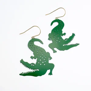 Alligator Earrings in Green