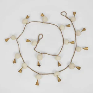 Nepone Conical Bell Garland – rust-finish iron conical bells strung on cord for hanging