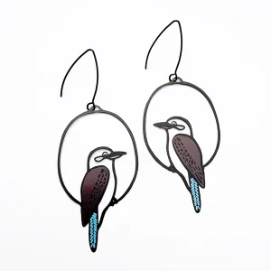 Midi Kookaburra earrings in Black/Brown/Blue