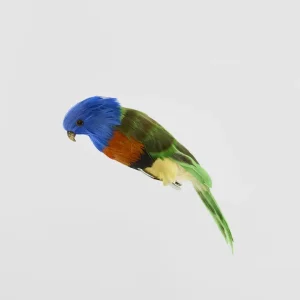 Little Lorikeet Decoration – multicolour feathered parrot ornament approx 5 × 5 × 12 cm