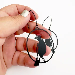 Midi Christmas Magpie earrings in Black/Red