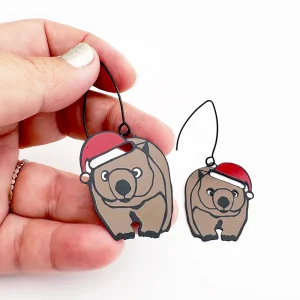 Midi Christmas Wombat earrings in Black/Brown/Red