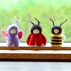Bugs Peg Dolls Set - Bee, Ladybug and Butterfly