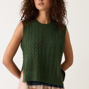 Billie Cable Vest - Cypress Green