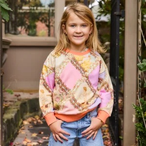 Kip&Co x Fairyland Flower Chain Harlequin Kids Cotton Sweater