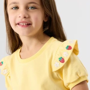 Flounce Shoulder Strawberry Top
