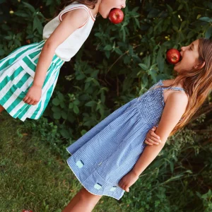Shirred Gingham Apple Dress