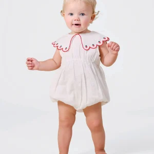 Scallop Collar Strawberry Romper