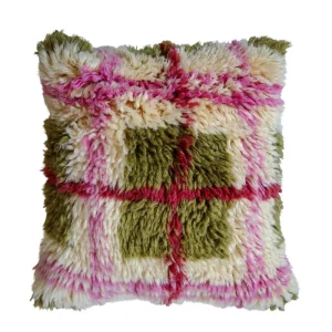 Plaid Shag Cushion