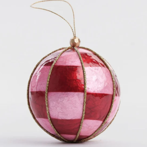 Squared Capiz Hand Painted Bauble Pink & Red