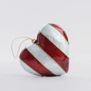 Stripe Capiz Heart Decoration Red & Blue