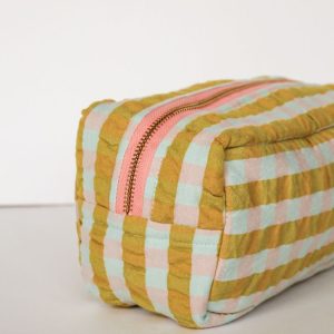Pink Quartz Seersucker Dopp Kit