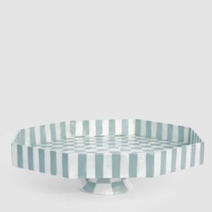 Blue Check Capiz Cake Stand